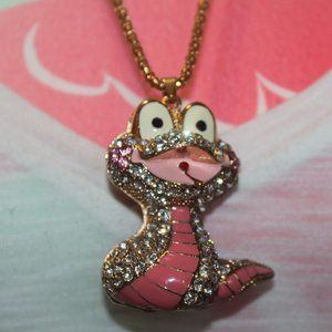 Nwtag:  Pink alligator/Clear Crystal Necklace